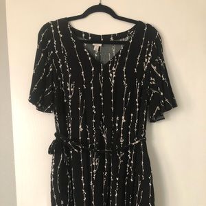 Black patterned business casual dress